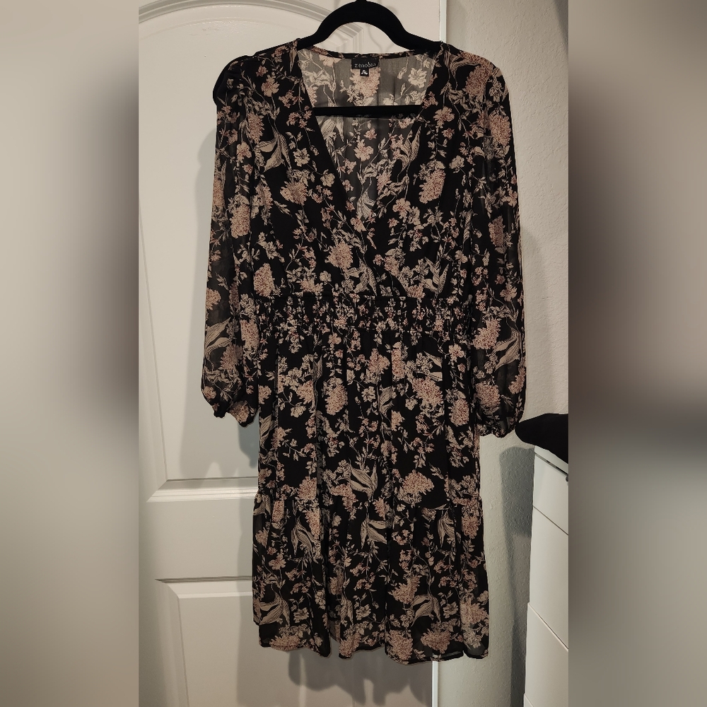 Floral Black and Pink Dress